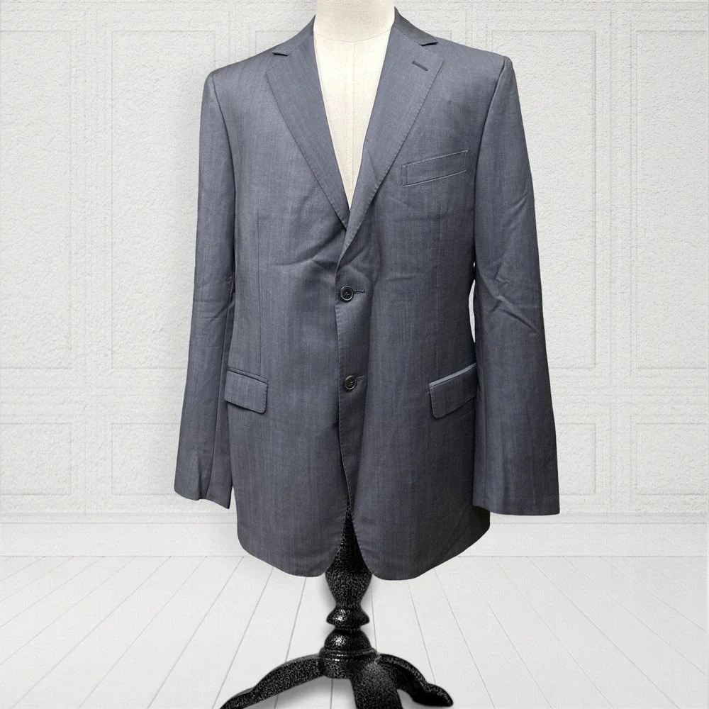 Ermenegildo Zegna Modern Slim City Wool Mohair Blazer Men 42L Blue Double Vented
